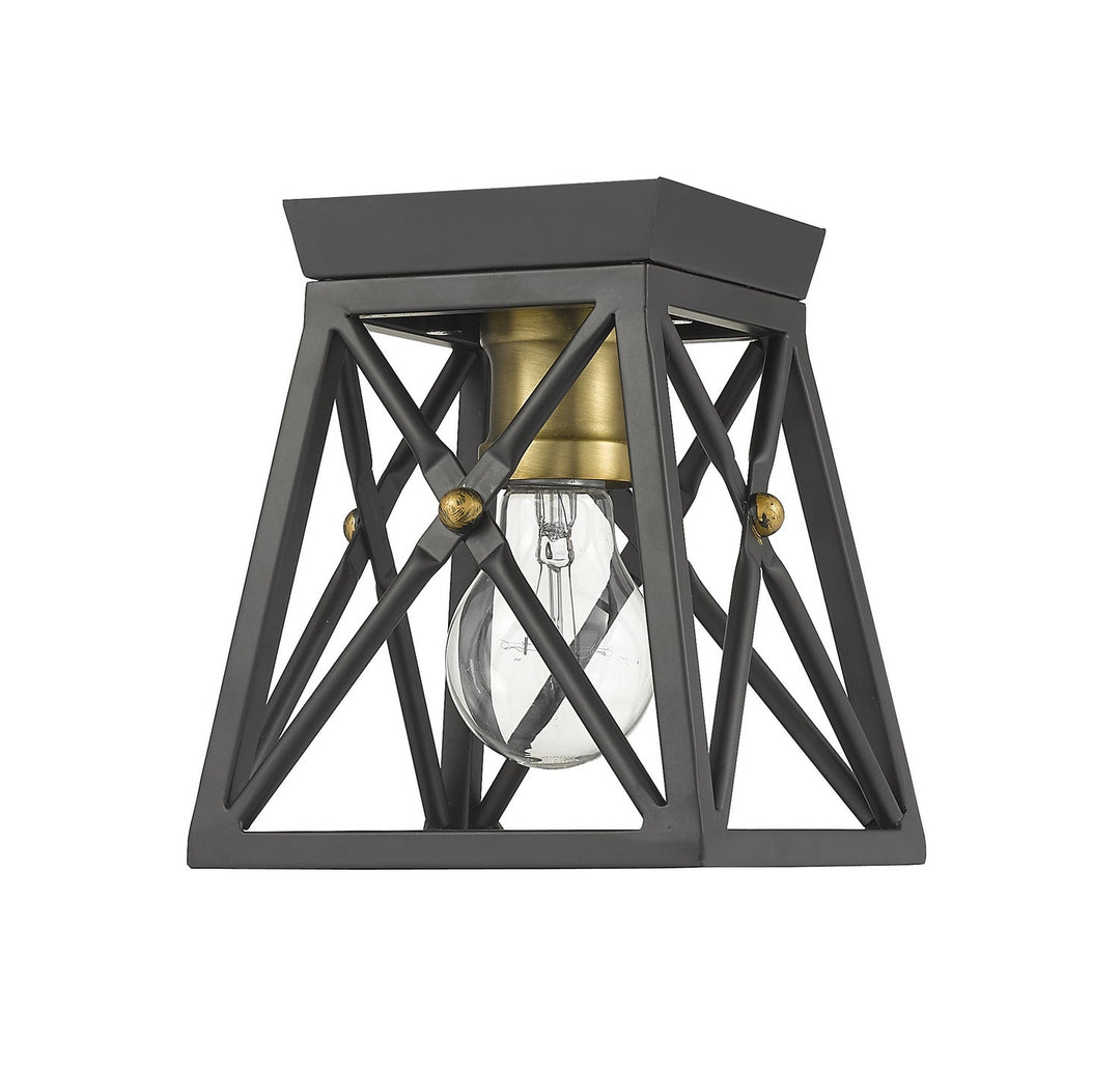 Z-Lite Trestle 447F1-MB-OBR Ceiling Light - Matte Black / Olde Brass