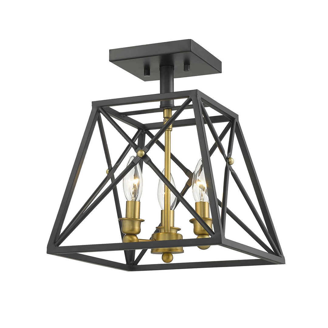 Z-Lite Trestle 447SF-MB-OBR Ceiling Light - Matte Black / Olde Brass