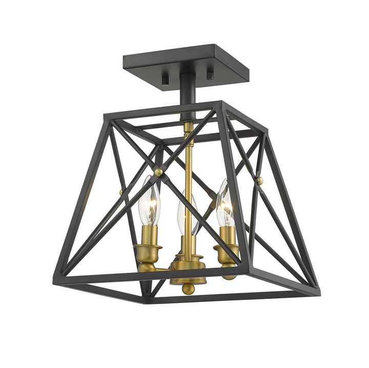 Z-Lite Trestle 447SF-MB-OBR Ceiling Light - Matte Black / Olde Brass