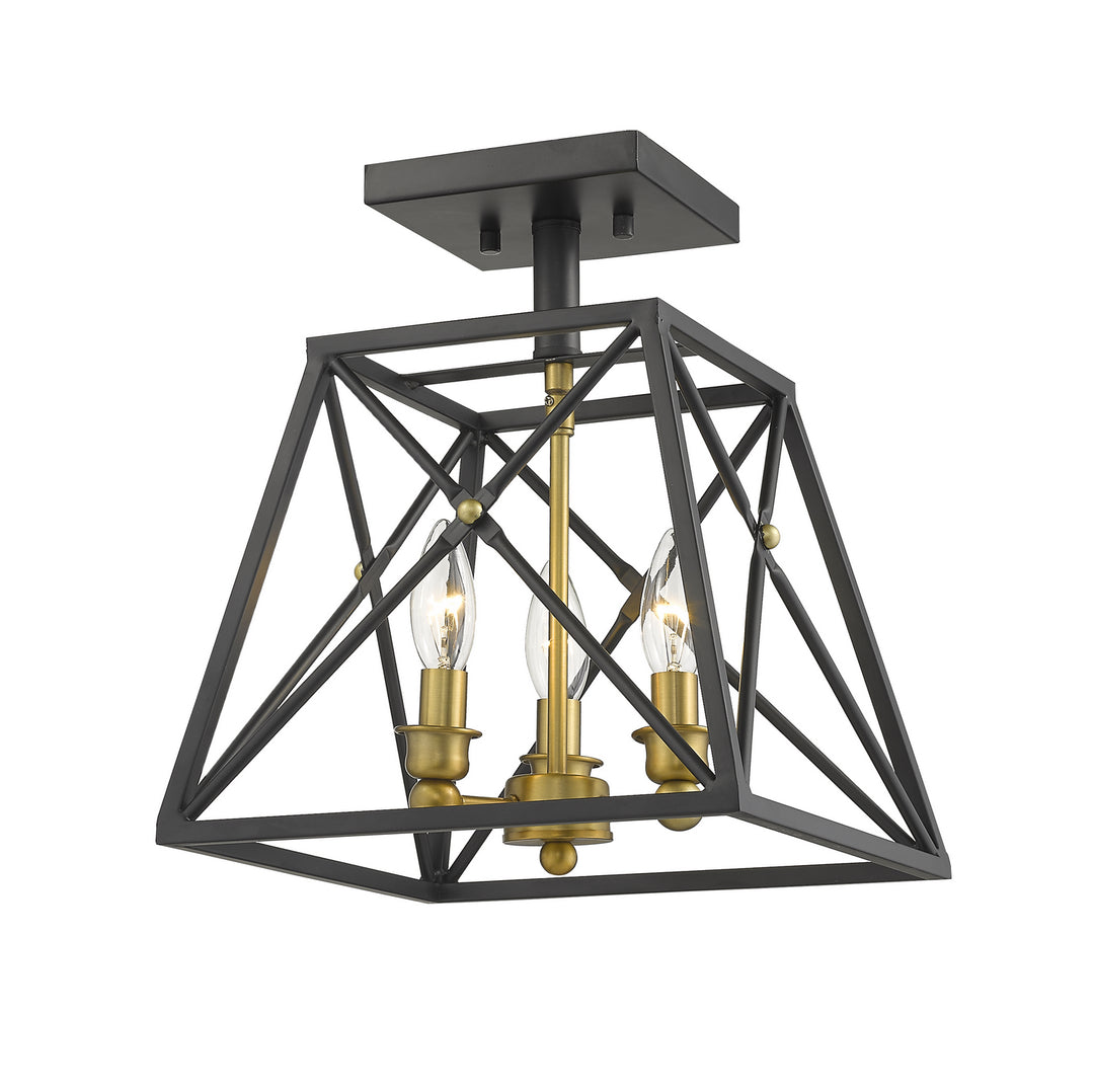 Z-Lite Trestle 447SF-MB-OBR Ceiling Light - Matte Black / Olde Brass