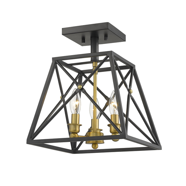 Z-Lite Trestle 447SF-MB-OBR Ceiling Light - Matte Black / Olde Brass