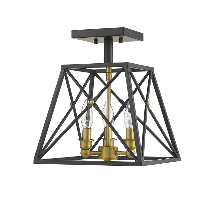 Z-Lite Trestle 447SF-MB-OBR Ceiling Light - Matte Black / Olde Brass