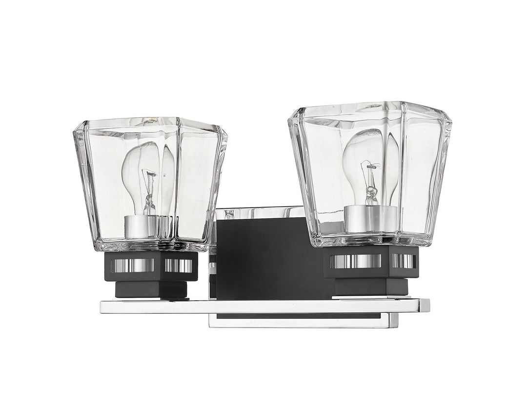 Z-Lite Jackson 474-2V-CH-MB Bath Vanity Light 15 in. wide - Chrome / Matte Black