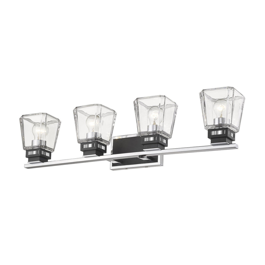 Z-Lite Jackson 474-4V-CH-MB Bath Vanity Light 33 in. wide - Chrome / Matte Black