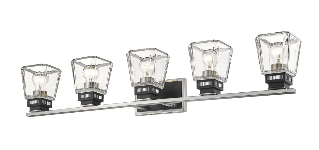 Z-Lite Jackson 474-5V-BN-MB Bath Vanity Light 43 in. wide - Brushed Nickel / Matte Black