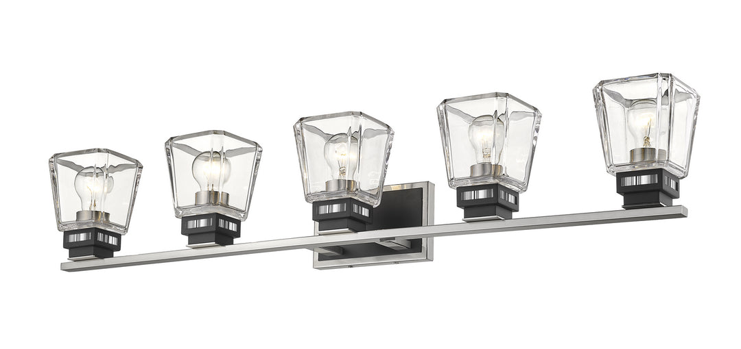Z-Lite Jackson 474-5V-BN-MB Bath Vanity Light 43 in. wide - Brushed Nickel / Matte Black