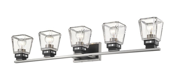 Z-Lite Jackson 474-5V-BN-MB Bath Vanity Light 43 in. wide - Brushed Nickel / Matte Black
