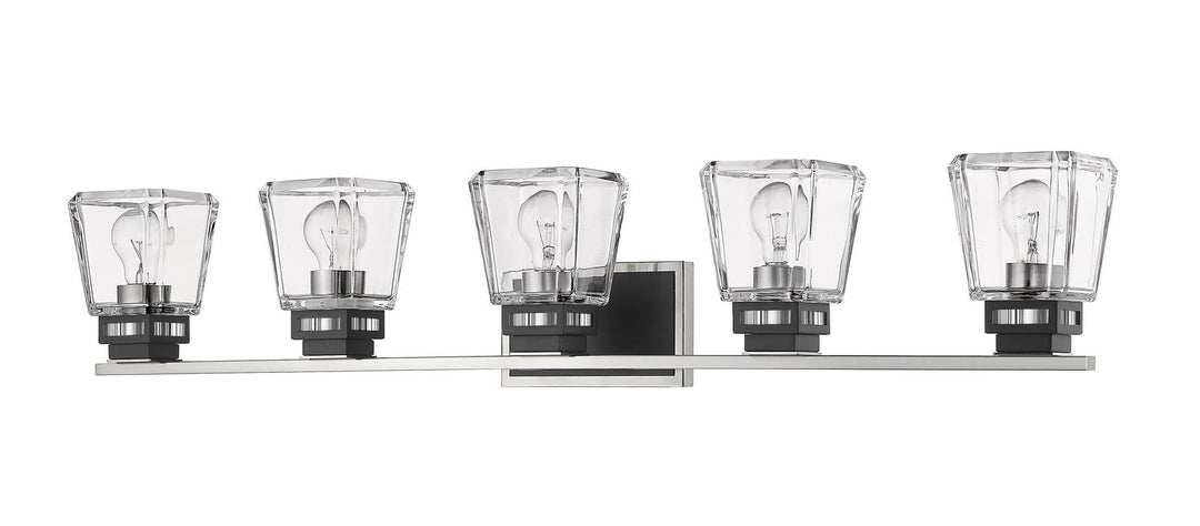 Z-Lite Jackson 474-5V-BN-MB Bath Vanity Light 43 in. wide - Brushed Nickel / Matte Black