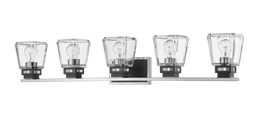Z-Lite Jackson 474-5V-BN-MB Bath Vanity Light 43 in. wide - Brushed Nickel / Matte Black