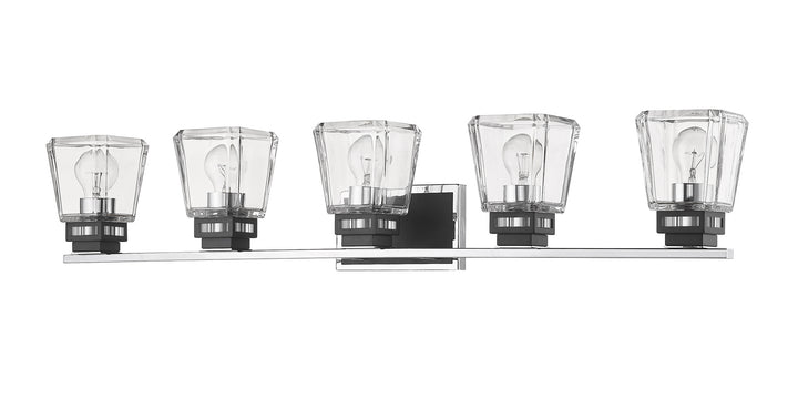 Z-Lite Jackson 474-5V-CH-MB Bath Vanity Light 43 in. wide - Chrome / Matte Black