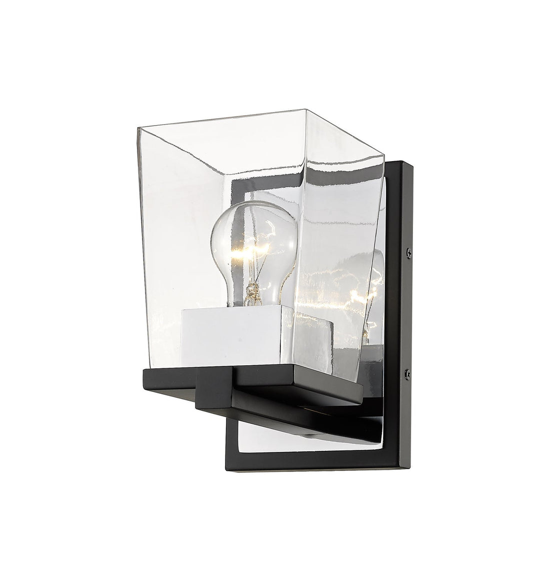 Z-Lite Bleeker Street 475-1S-MB-CH Wall Sconce Light - Matte Black / Chrome