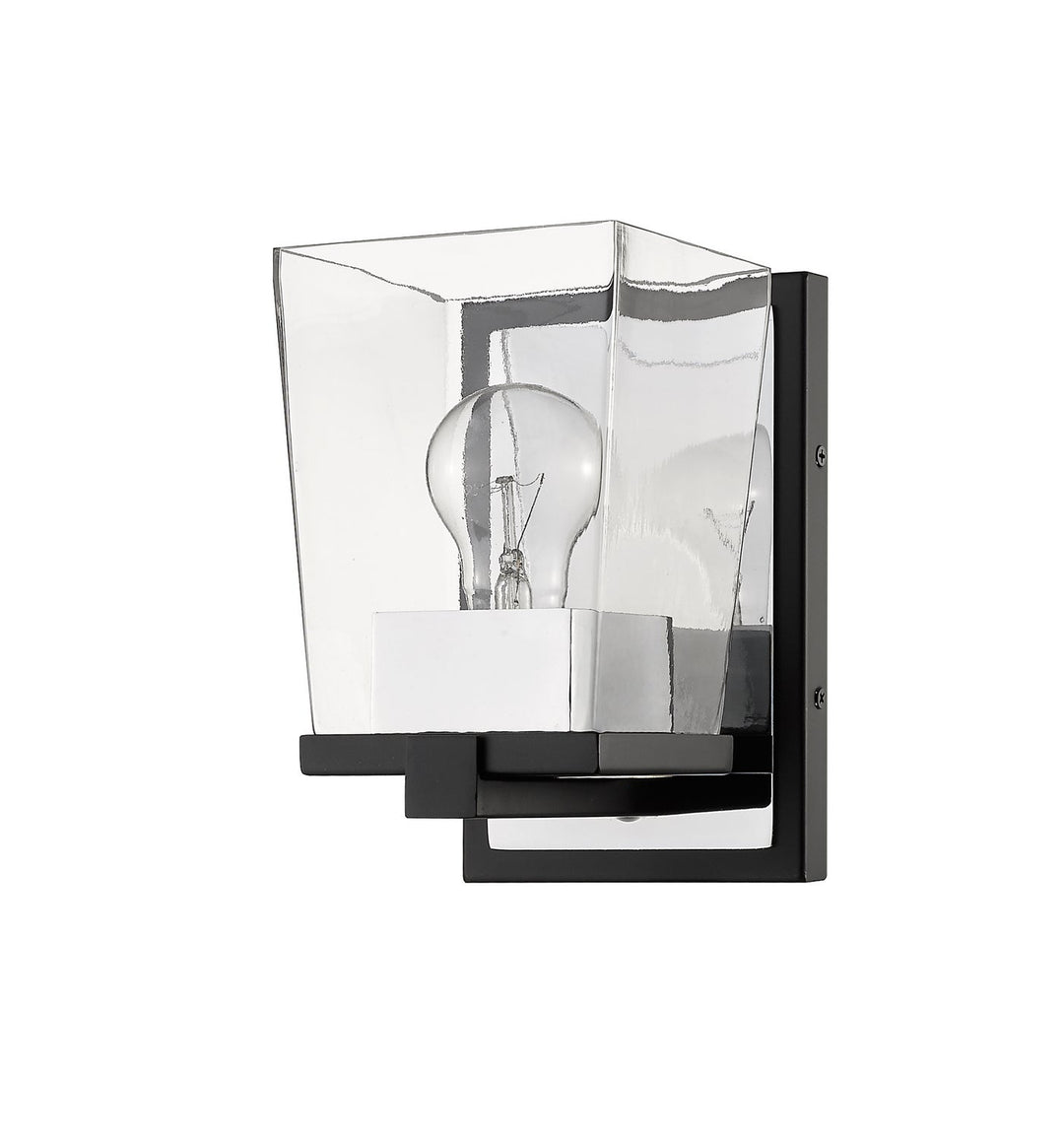 Z-Lite Bleeker Street 475-1S-MB-CH Wall Sconce Light - Matte Black / Chrome