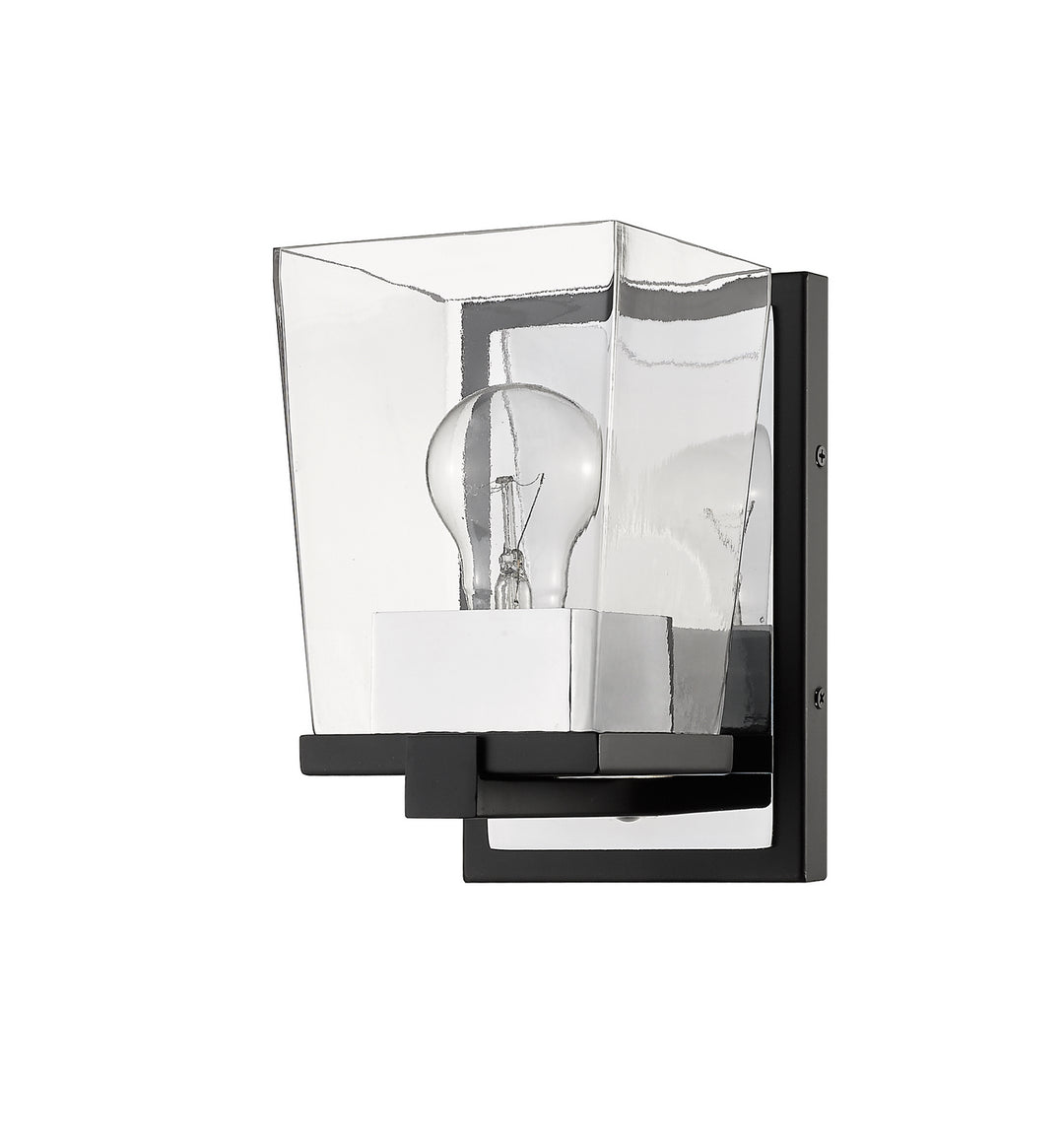 Z-Lite Bleeker Street 475-1S-MB-CH Wall Sconce Light - Matte Black / Chrome