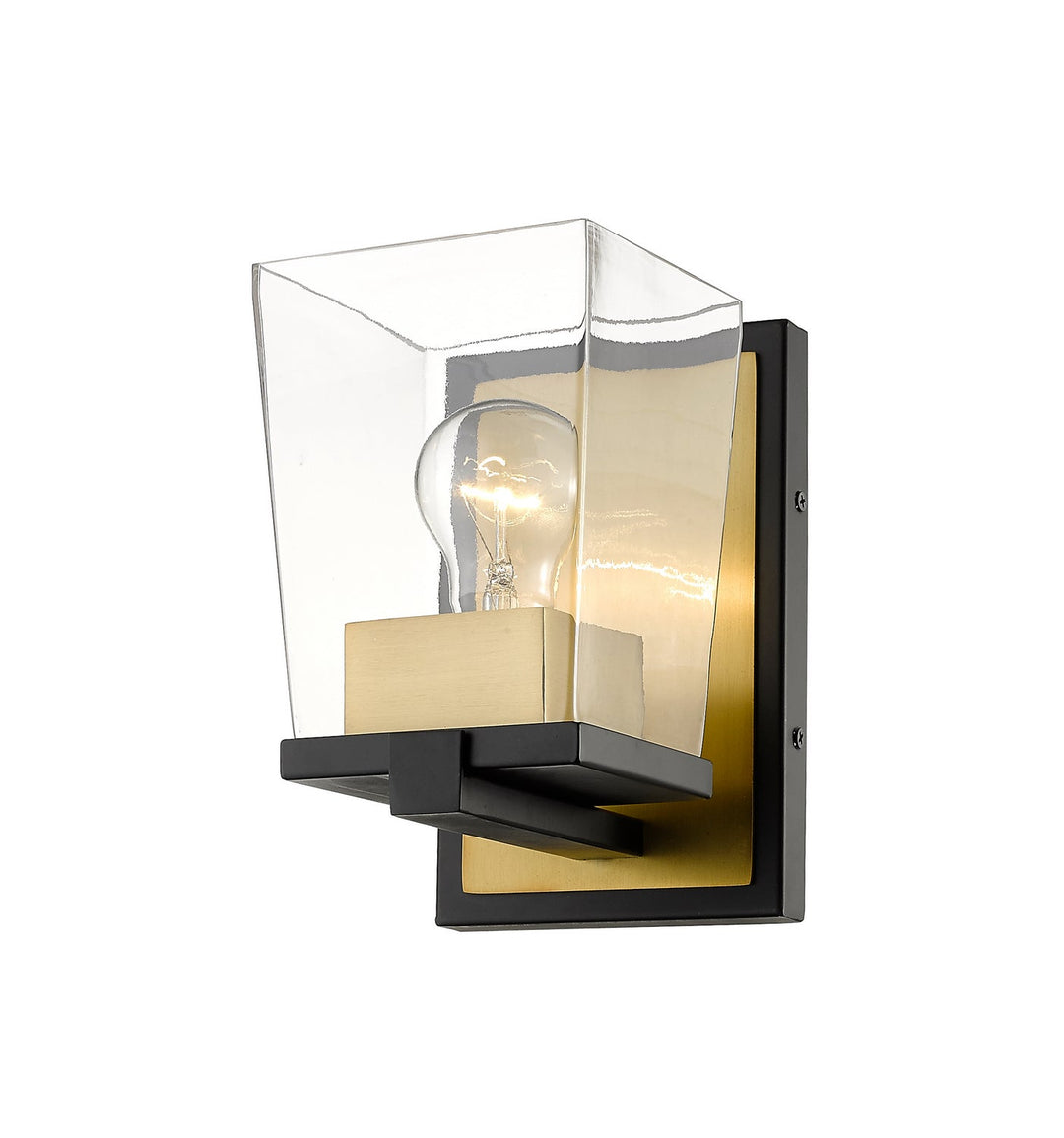 Z-Lite Bleeker Street 475-1S-MB-OBR Wall Sconce Light - Matte Black / Olde Brass