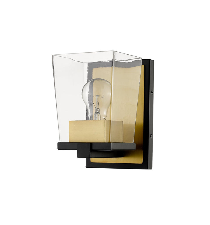 Z-Lite Bleeker Street 475-1S-MB-OBR Wall Sconce Light - Matte Black / Olde Brass
