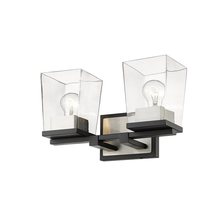 Z-Lite Bleeker Street 475-2V-MB-BN Bath Vanity Light 14 in. wide - Matte Black / Brushed Nickel