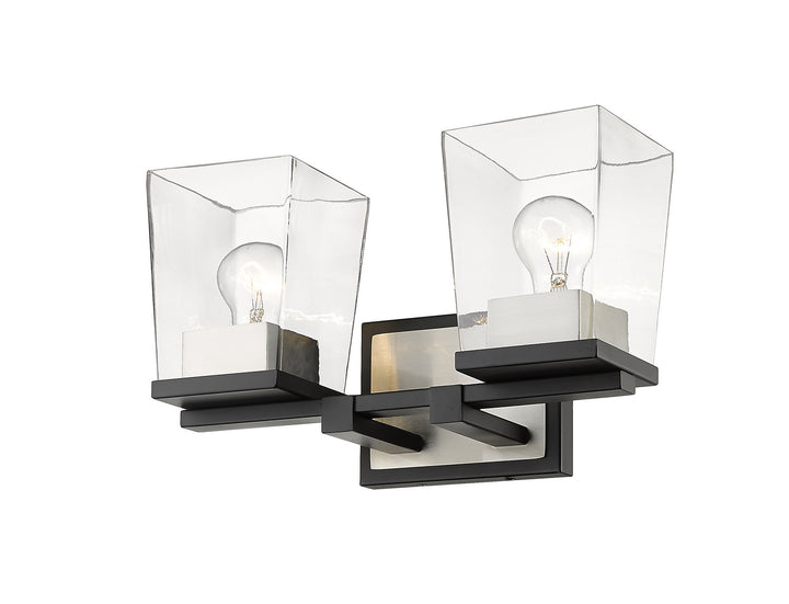 Z-Lite Bleeker Street 475-2V-MB-BN Bath Vanity Light 14 in. wide - Matte Black / Brushed Nickel