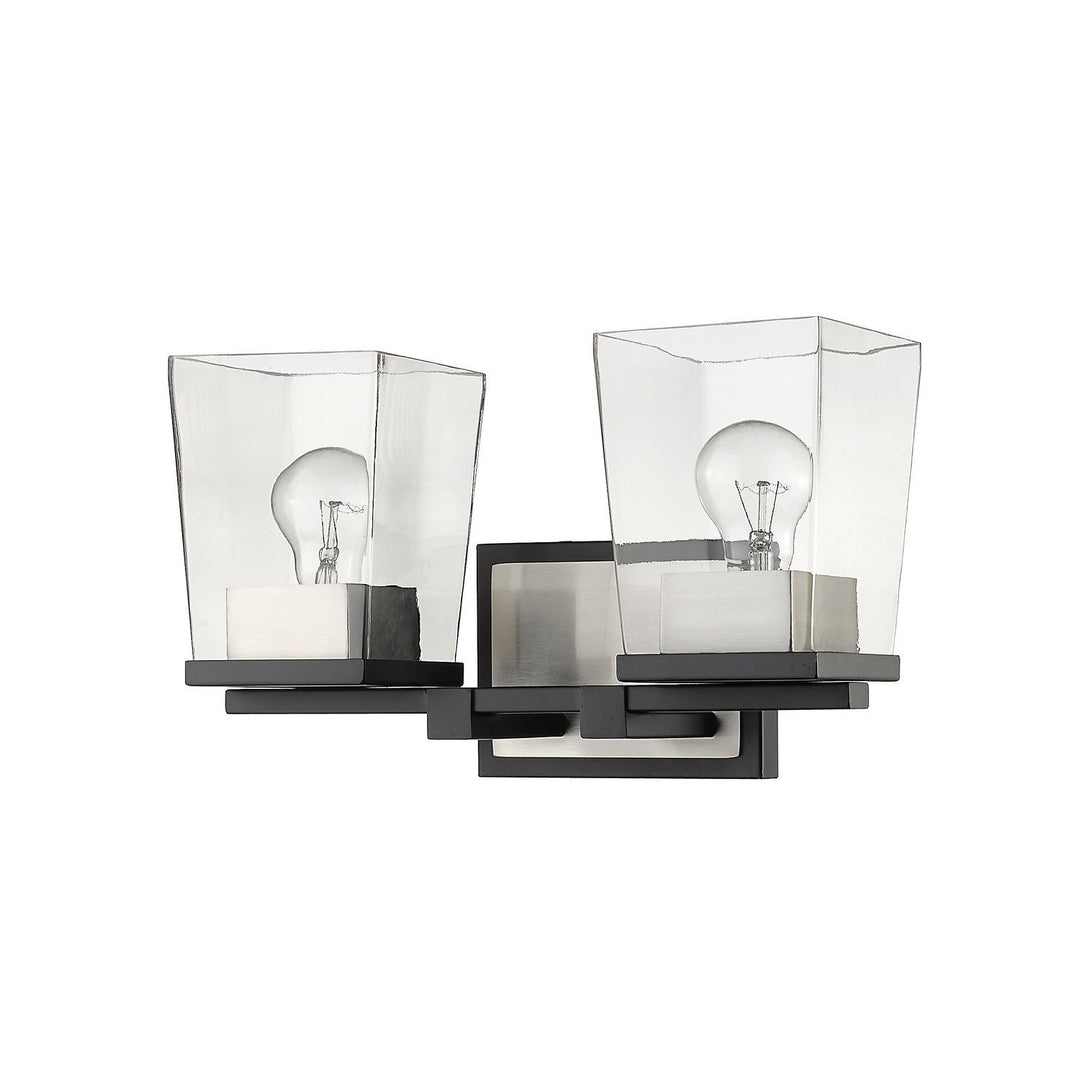 Z-Lite Bleeker Street 475-2V-MB-BN Bath Vanity Light 14 in. wide - Matte Black / Brushed Nickel