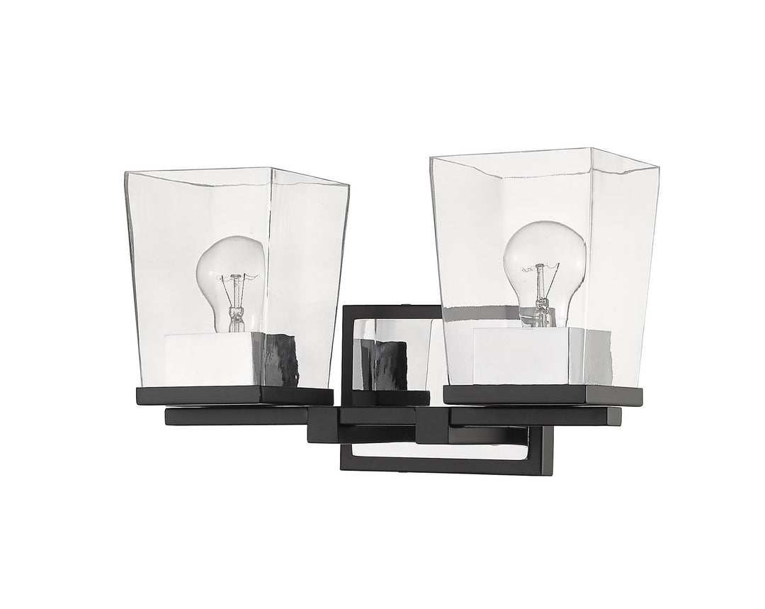 Z-Lite Bleeker Street 475-2V-MB-CH Bath Vanity Light 14 in. wide - Matte Black / Chrome