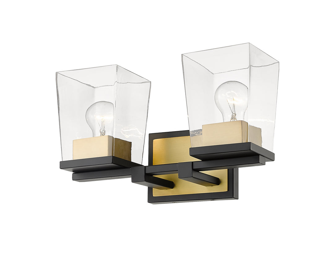 Z-Lite Bleeker Street 475-2V-MB-OBR Bath Vanity Light 14 in. wide - Matte Black / Olde Brass