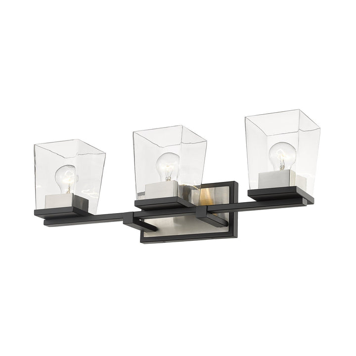 Z-Lite Bleeker Street 475-3V-MB-BN Bath Vanity Light 25 in. wide - Matte Black / Brushed Nickel