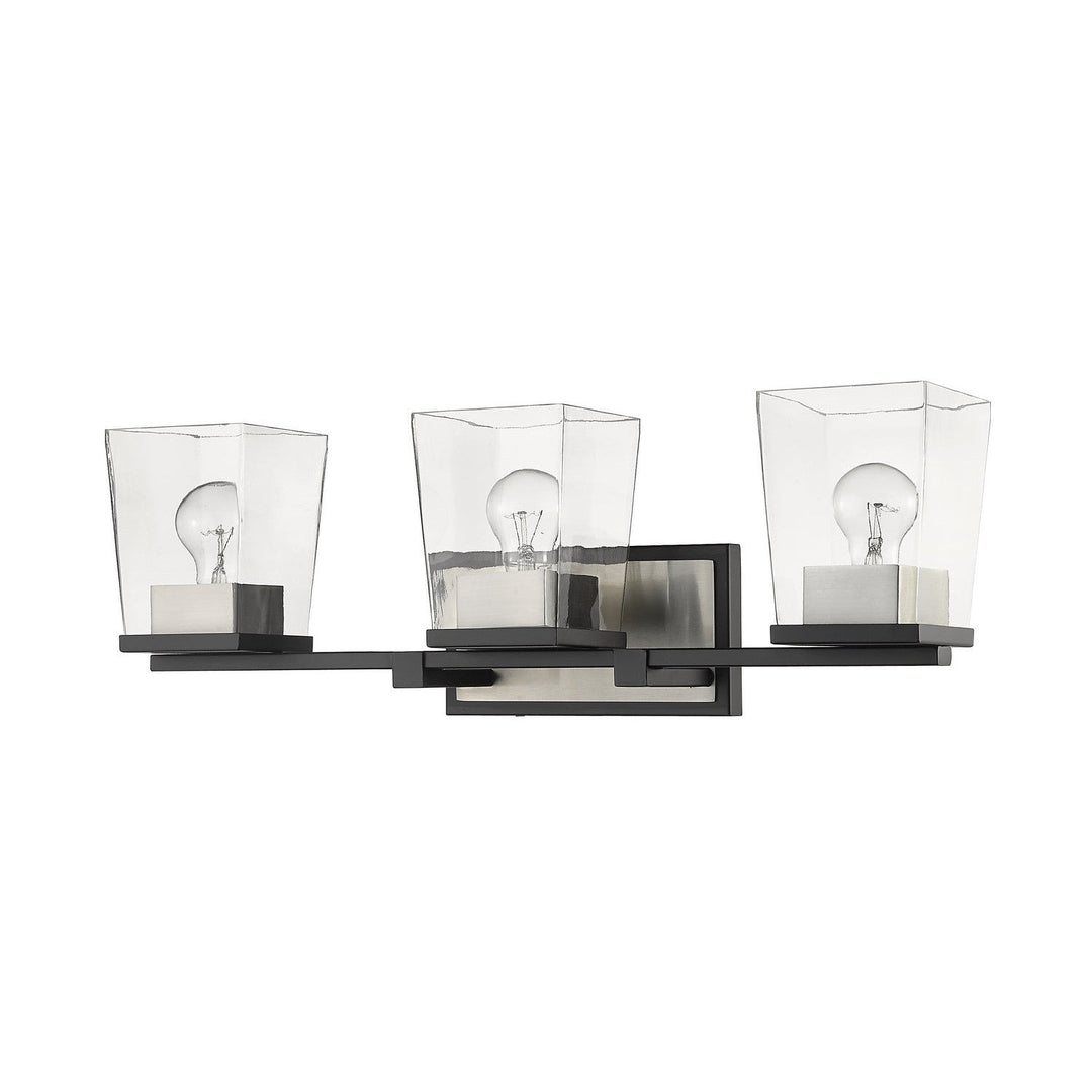 Z-Lite Bleeker Street 475-3V-MB-BN Bath Vanity Light 25 in. wide - Matte Black / Brushed Nickel