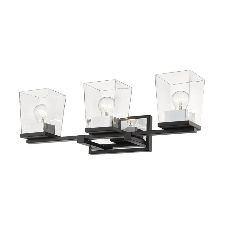 Z-Lite Bleeker Street 475-3V-MB-CH Bath Vanity Light 25 in. wide - Matte Black / Chrome