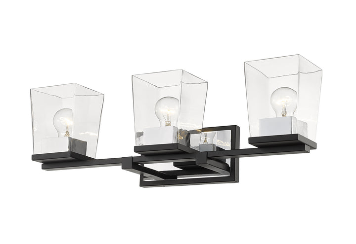 Z-Lite Bleeker Street 475-3V-MB-CH Bath Vanity Light 25 in. wide - Matte Black / Chrome