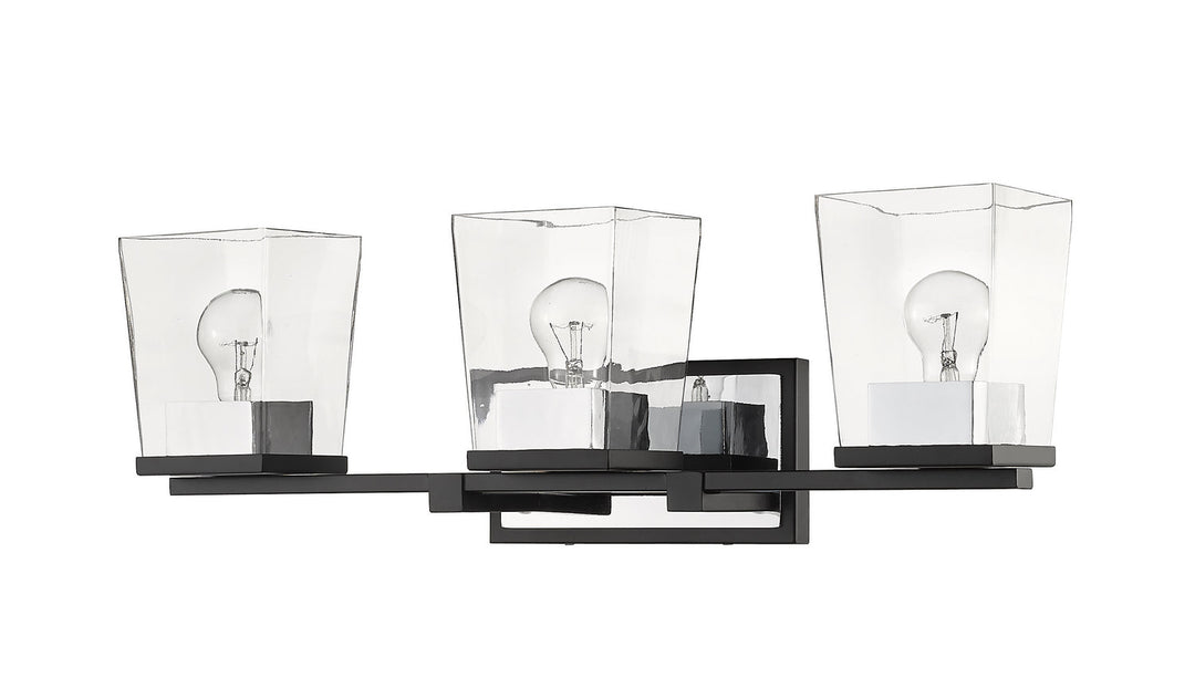Z-Lite Bleeker Street 475-3V-MB-CH Bath Vanity Light 25 in. wide - Matte Black / Chrome