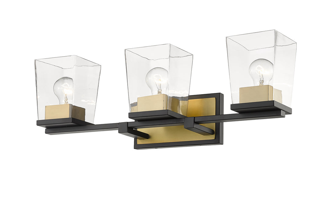 Z-Lite Bleeker Street 475-3V-MB-OBR Bath Vanity Light 25 in. wide - Matte Black / Olde Brass