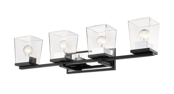 Z-Lite Bleeker Street 475-4V-MB-CH Bath Vanity Light 33 in. wide - Matte Black / Chrome