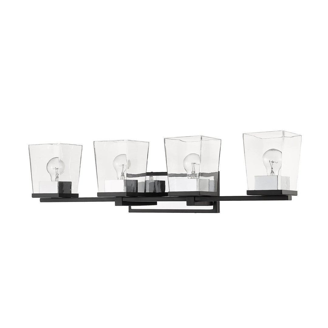 Z-Lite Bleeker Street 475-4V-MB-CH Bath Vanity Light 33 in. wide - Matte Black / Chrome