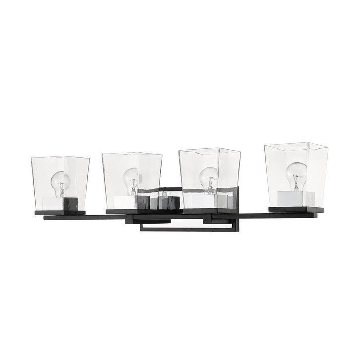Z-Lite Bleeker Street 475-4V-MB-CH Bath Vanity Light 33 in. wide - Matte Black / Chrome
