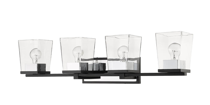 Z-Lite Bleeker Street 475-4V-MB-CH Bath Vanity Light 33 in. wide - Matte Black / Chrome
