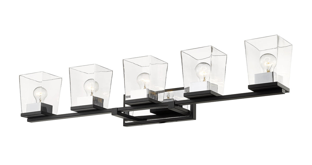 Z-Lite Bleeker Street 475-5V-MB-CH Bath Vanity Light 43 in. wide - Matte Black / Chrome