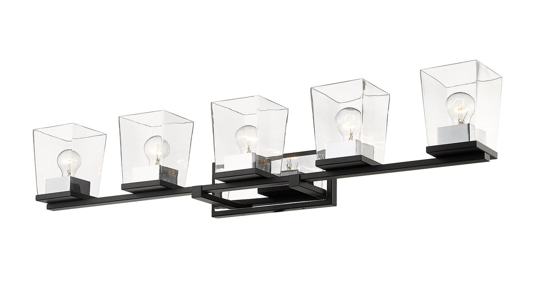 Z-Lite Bleeker Street 475-5V-MB-CH Bath Vanity Light 43 in. wide - Matte Black / Chrome