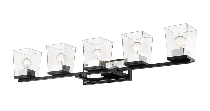 Z-Lite Bleeker Street 475-5V-MB-CH Bath Vanity Light 43 in. wide - Matte Black / Chrome