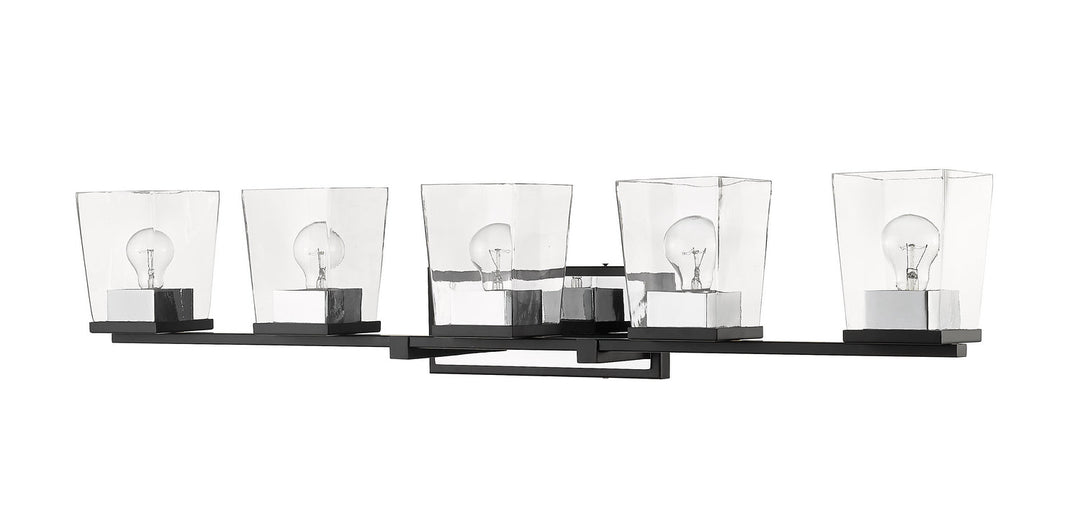 Z-Lite Bleeker Street 475-5V-MB-CH Bath Vanity Light 43 in. wide - Matte Black / Chrome