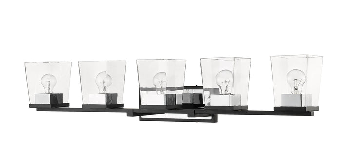Z-Lite Bleeker Street 475-5V-MB-CH Bath Vanity Light 43 in. wide - Matte Black / Chrome