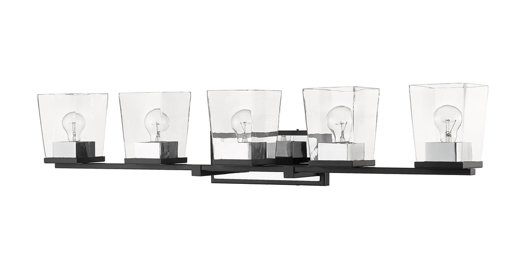 Z-Lite Bleeker Street 475-5V-MB-CH Bath Vanity Light 43 in. wide - Matte Black / Chrome