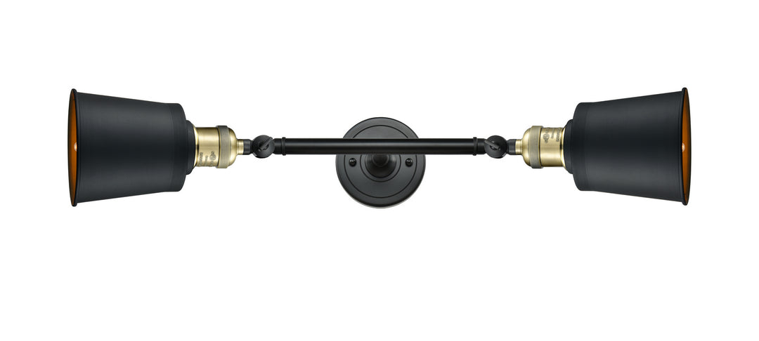 Innovations Franklin Restoration 208L-BAB-M9-BK-LED Bath Vanity Light 6 in. wide - Black Antique Brass