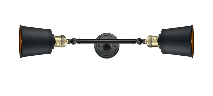 Innovations Franklin Restoration 208L-BAB-M9-BK-LED Bath Vanity Light 6 in. wide - Black Antique Brass