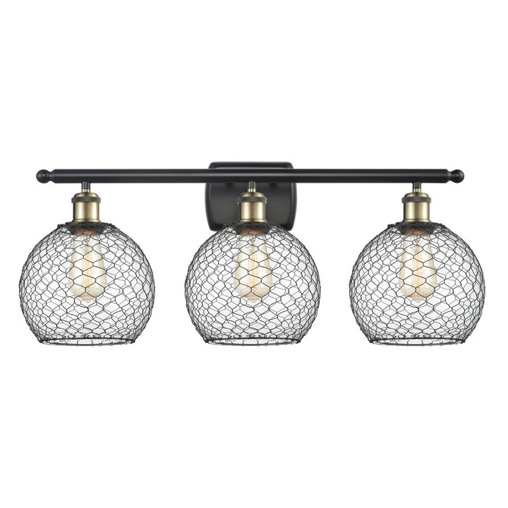 Innovations Ballston 516-3W-BAB-G122-8CBK Bath Vanity Light 26 in. wide - Black Antique Brass