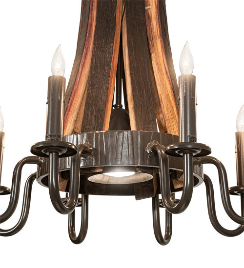 Meyda Tiffany Barrel Stave 219855 Chandelier Light - Natural Wood,Timeless Bronze