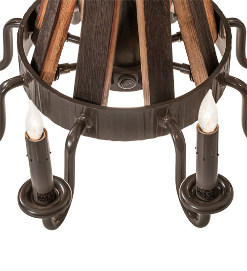Meyda Tiffany Barrel Stave 219855 Chandelier Light - Natural Wood,Timeless Bronze