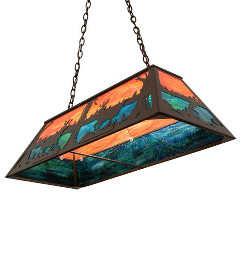Meyda Tiffany Deer At Lake 219886 Pendant Light - Timeless Bronze