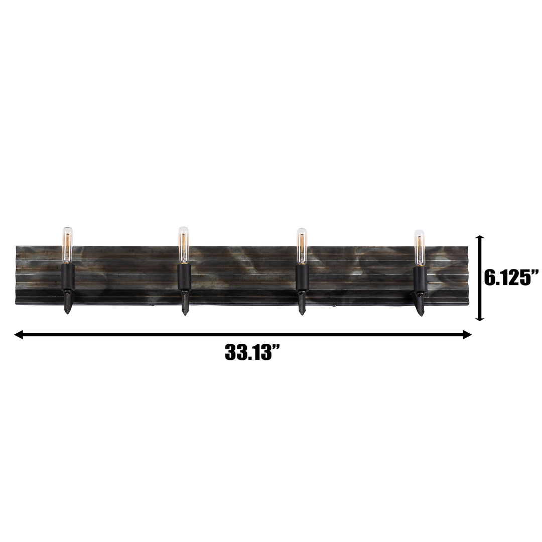 Varaluz Flynne 337B04 Bath Vanity Light 34 in. wide - Artistic Fired Steel