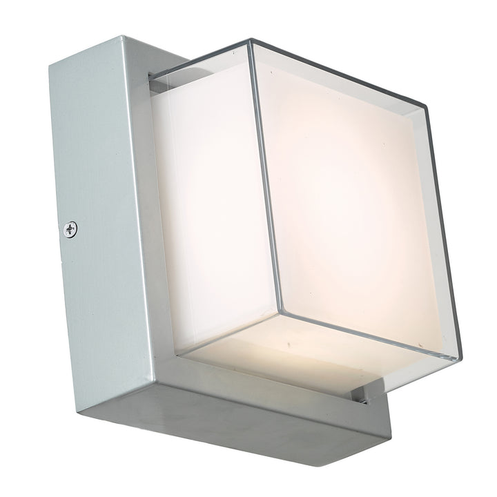Abra Lighting 50024ODW-SL Geo Led Wall Fixture Outdoor Pewter, Nickel, Silver