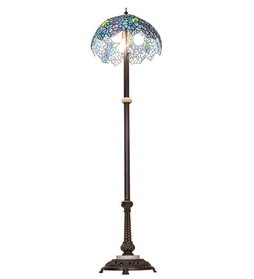 Meyda Tiffany Lighting 225024 Tiffany Wisteria Three Light Floor Lamp Lamp Bronze / Dark