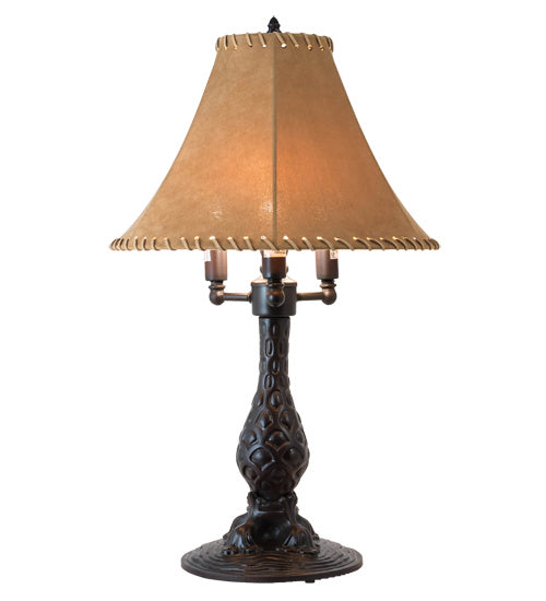 Meyda Tiffany Lighting 225854 Roseborder Three Light Table Lamp Lamp Bronze / Dark